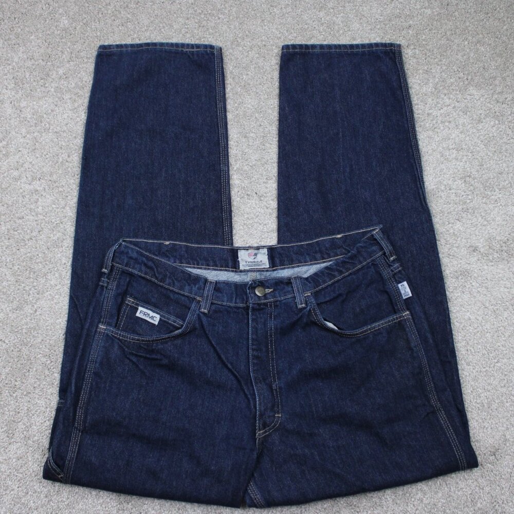 Tyndale FR Jeans Mens 35x34 Blue‎ 5-Pocket FRMC FLF 800 Flame Resistant Workwear